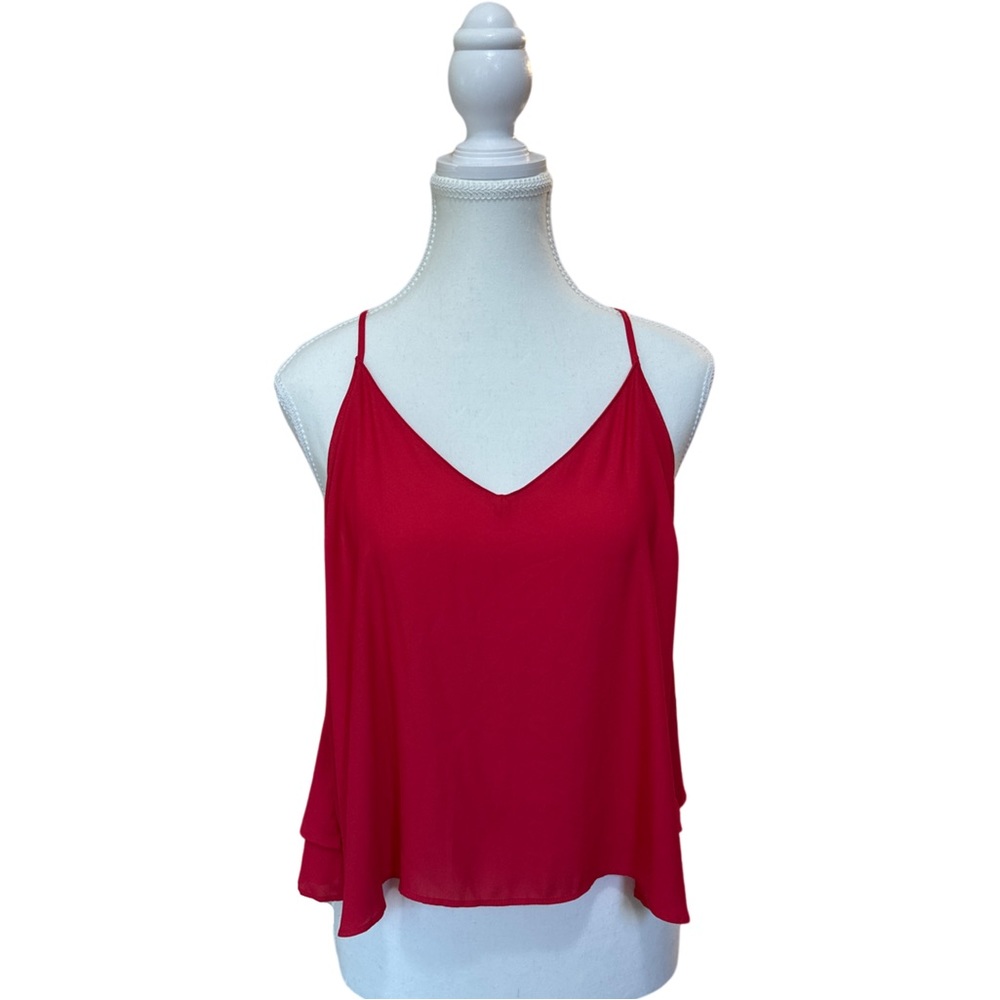 Lush Red Crop Tank Top with open back